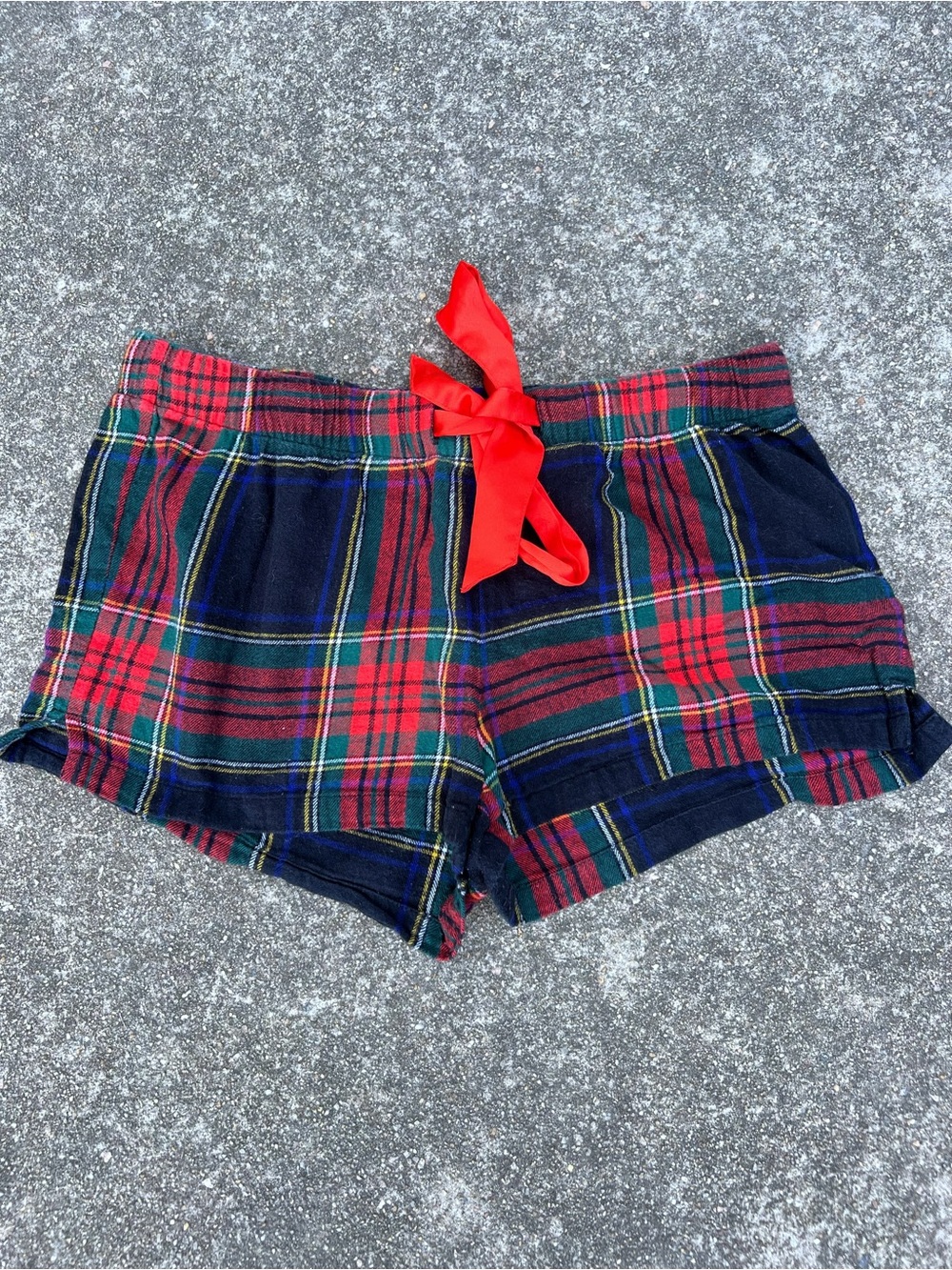 Old Navy Red Green Plaid Pajama Shorts Tartan Sleep Shorts Medium